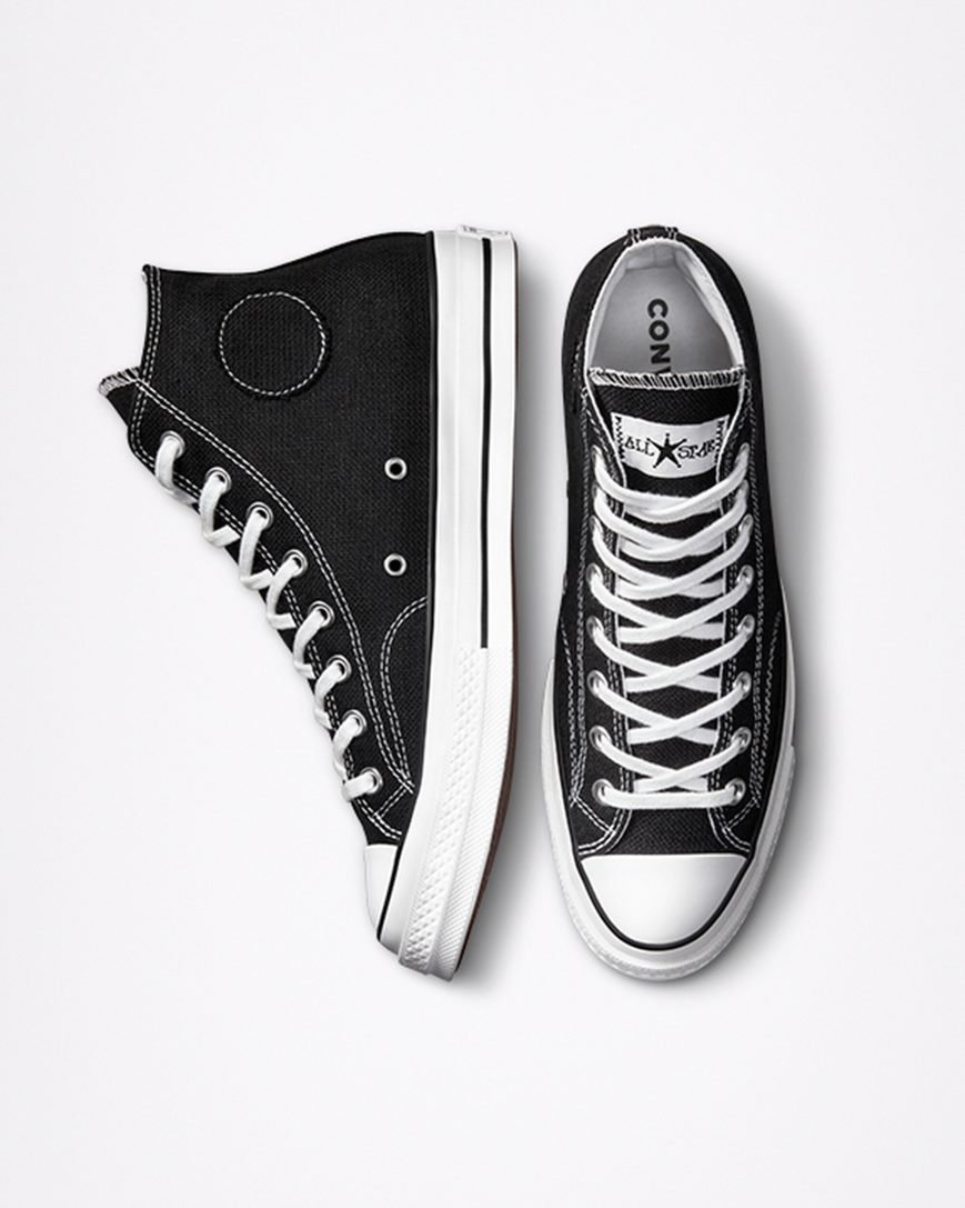 Dámské Boty Vysoké Converse x Stüssy Chuck 70 Černé Bílé Černé | CZ NW31B96